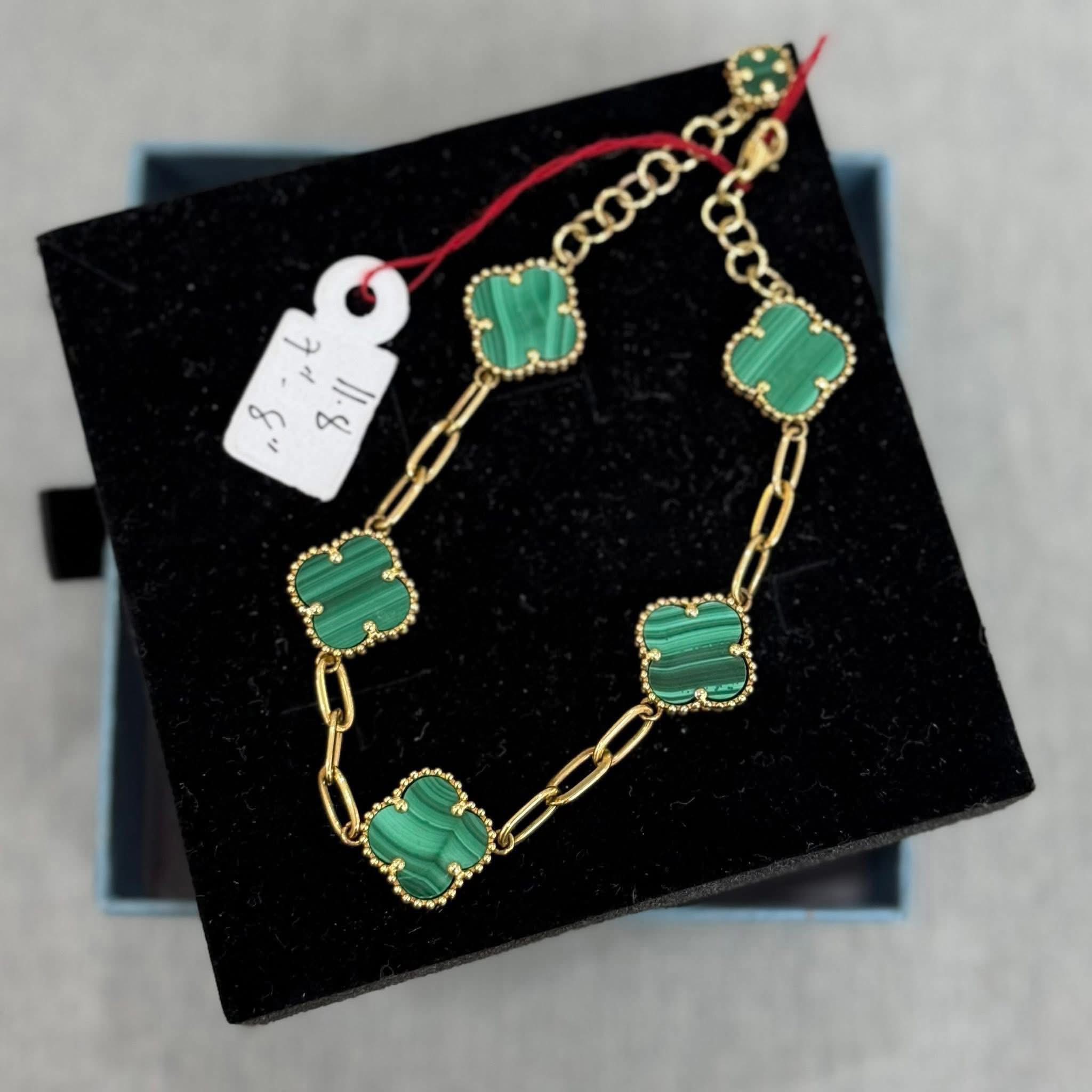K Van-Cleef Inspired Charm Bracelet (Jade Green) - Image 1