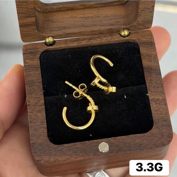 K Gold Nail Hoop Earrings