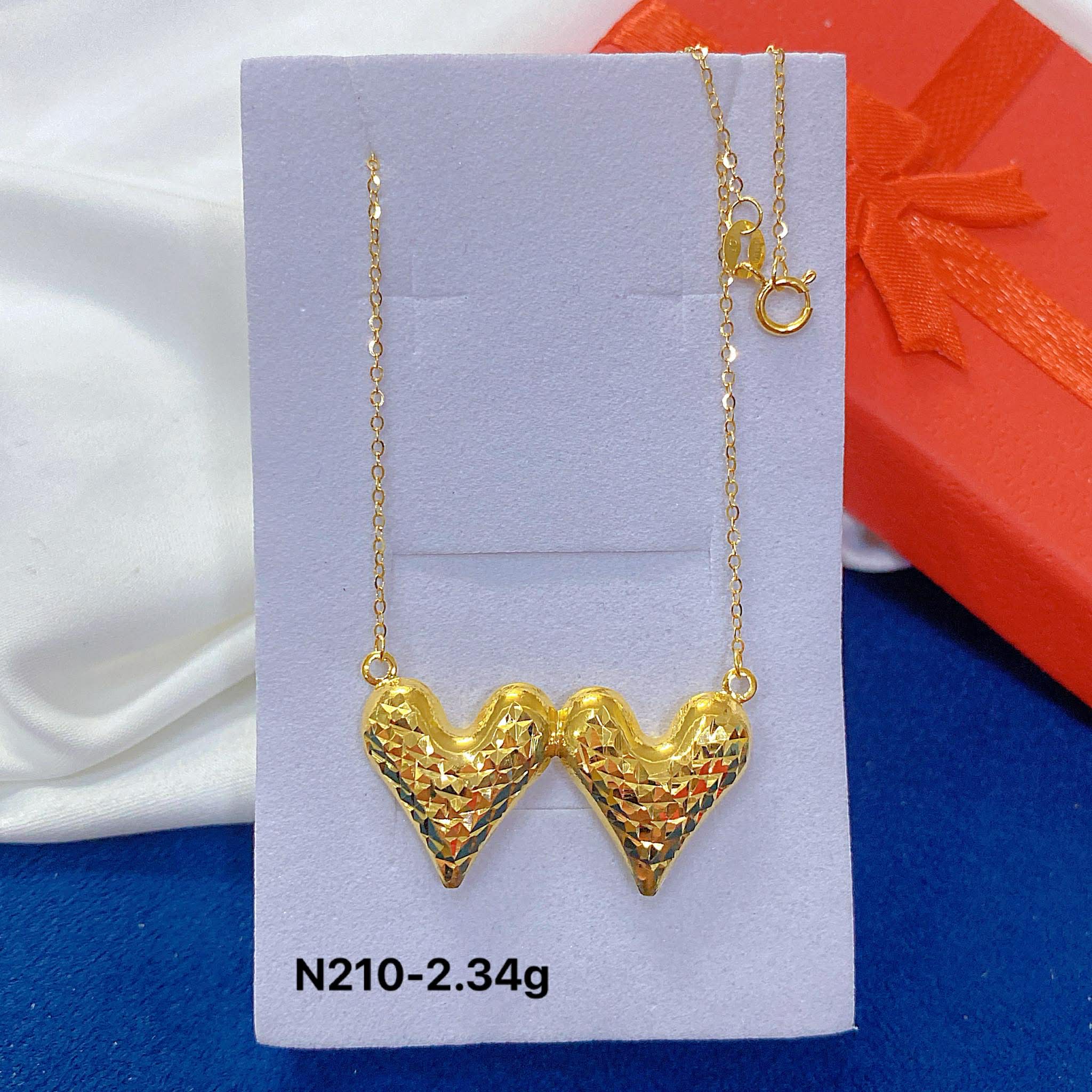 N210 Double Heart Necklace 18K Gold